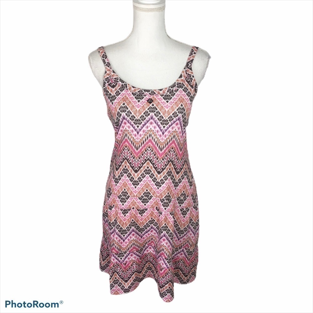 Prana Chevron Pink Fit & Flare Athletic Dress Small